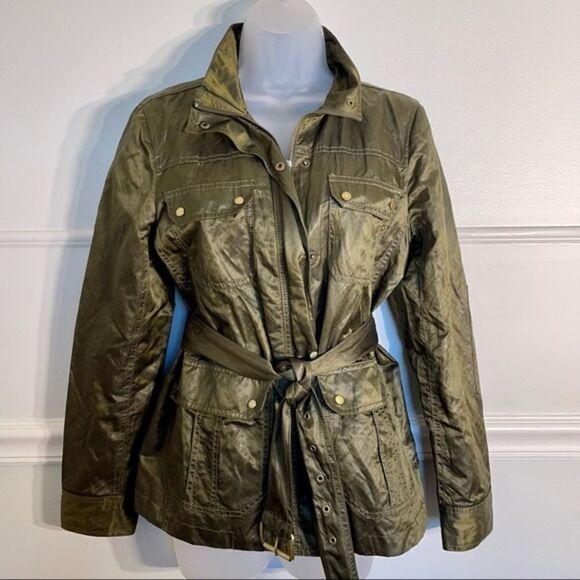 Michael Kors Metallic Olive Green Jacket with Bronze Accents - Size M - Picture 1 of 8